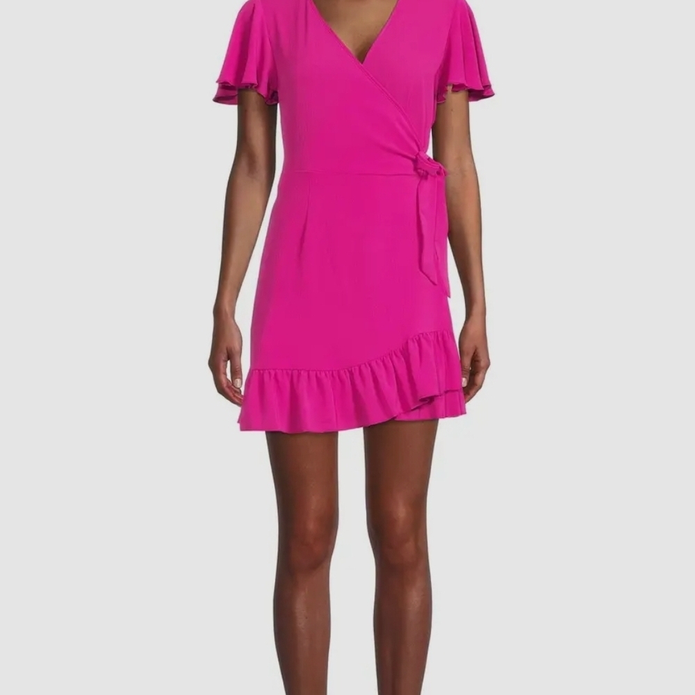 Elegant Pink Wrap Dress